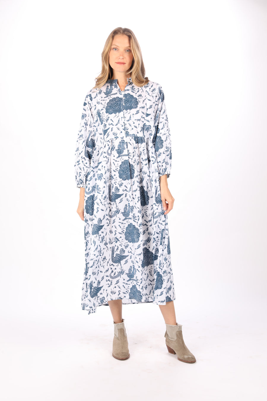 Emilia Dress. Blue Toile