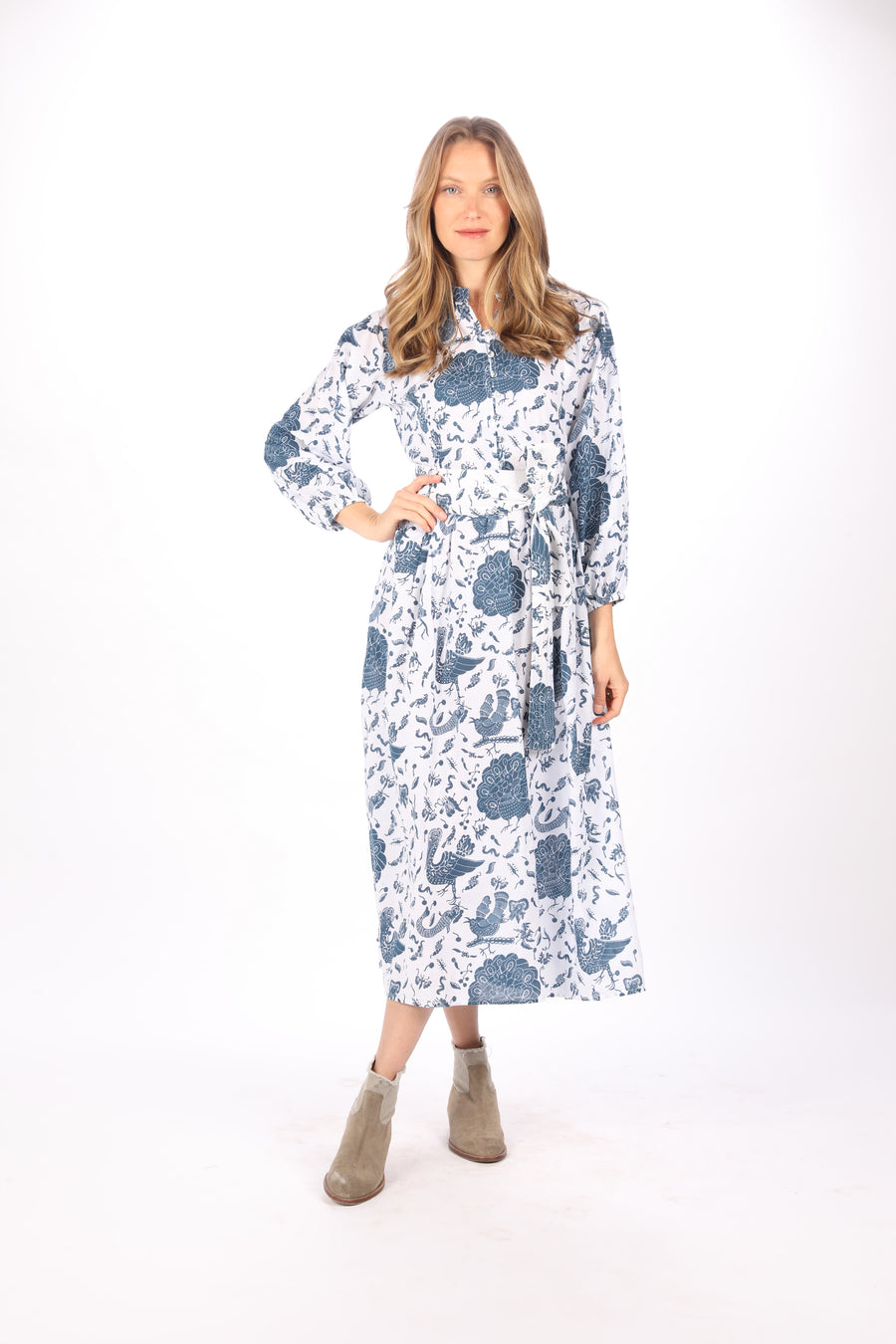 Emilia Dress. Blue Toile