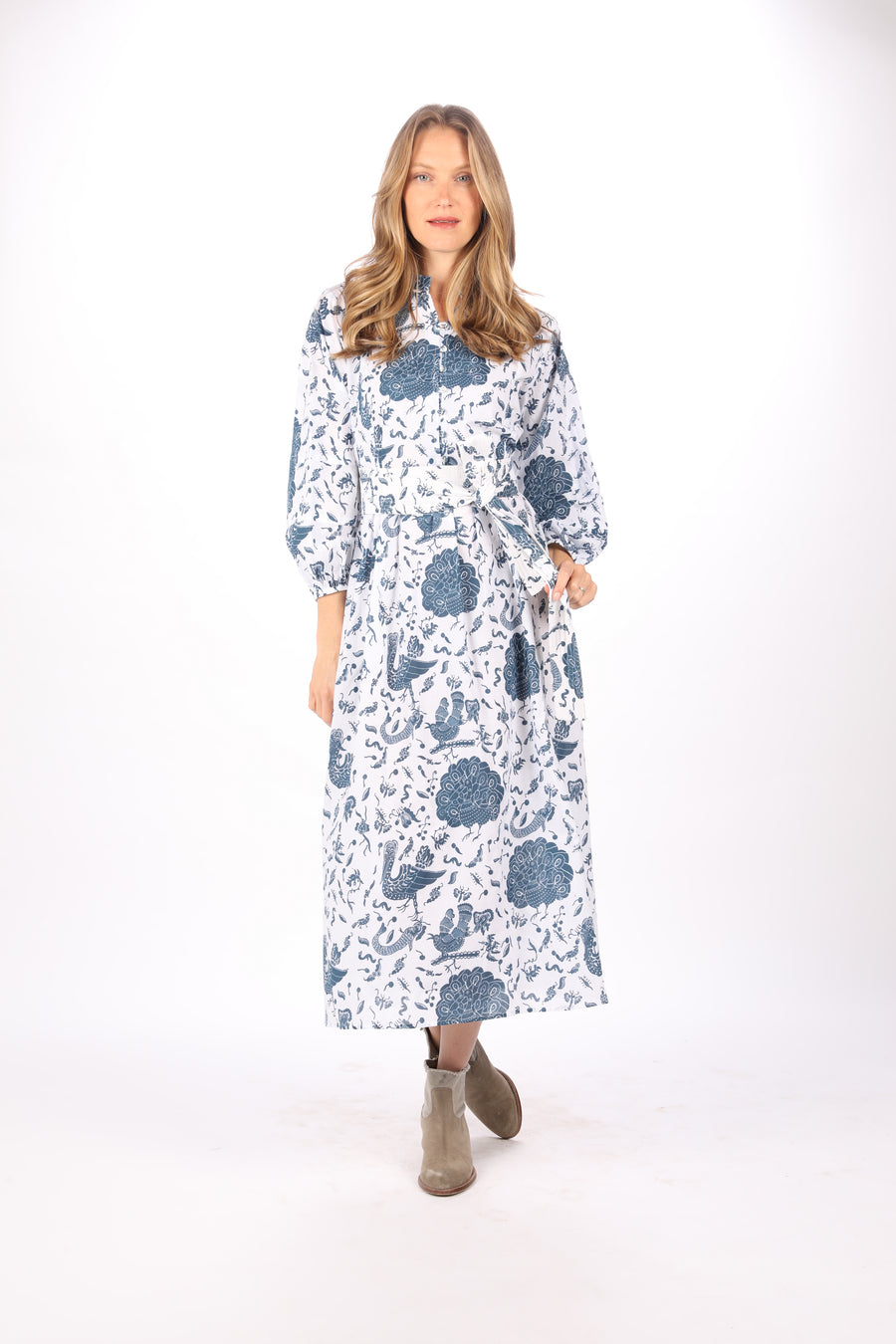 Emilia Dress. Blue Toile