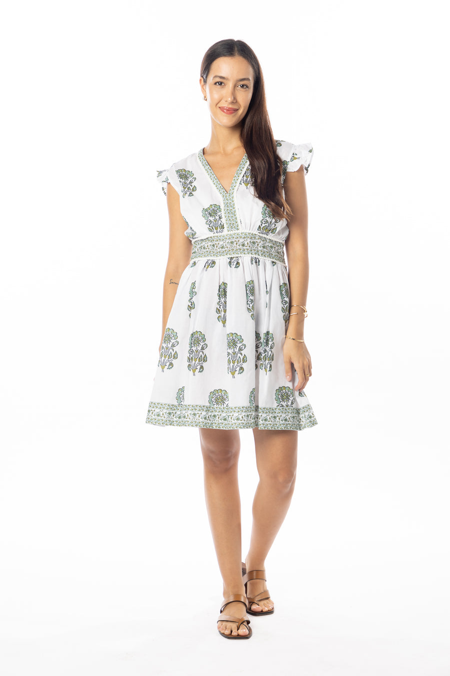 Celine Mini Dress | Green Tea | Bindu Clothing