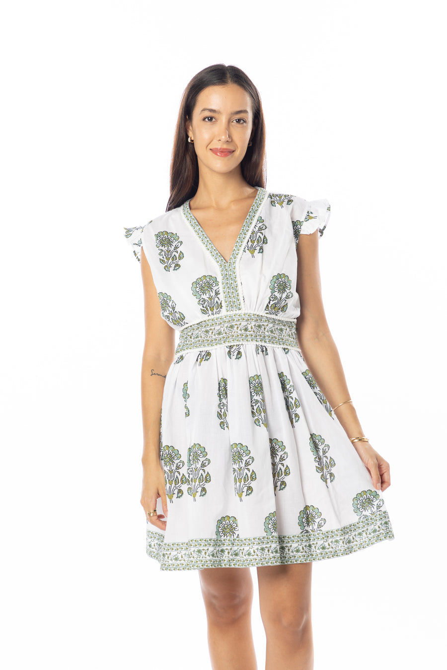 Celine Mini Dress | Green Tea | Spring | Bindu Clothing