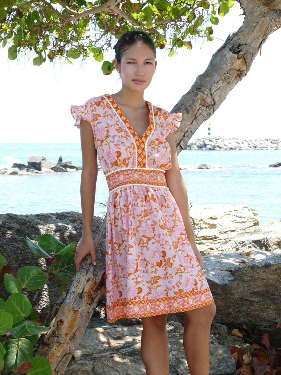 Celine Mini Dress | Tangerine | Bindu Clothing