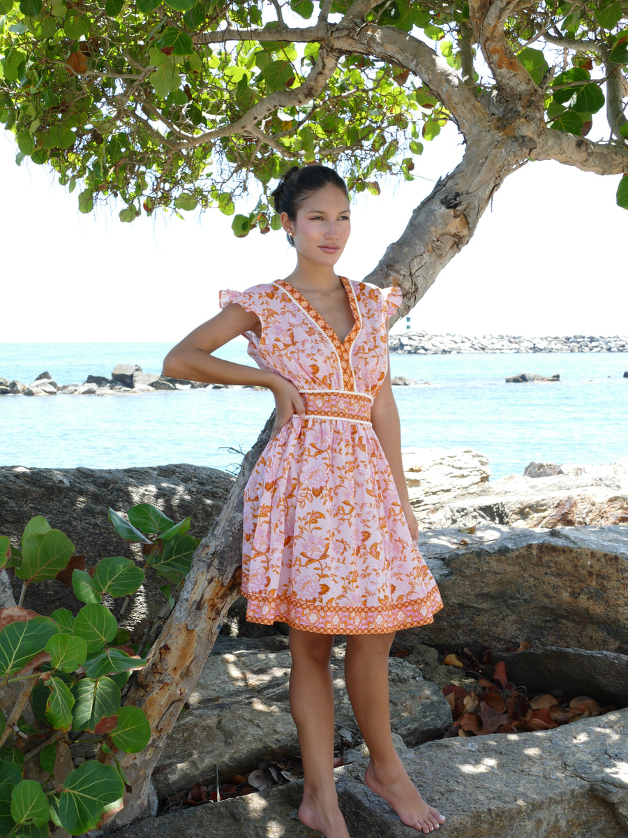 Celine Mini Dress | Tangerine | Spring | Bindu Clothing