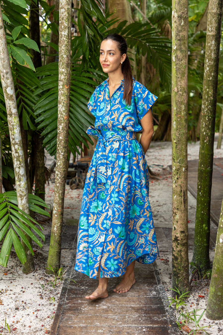 Paige Dress | Royal Blue | Floral Print | Spring | Bindu Clothing