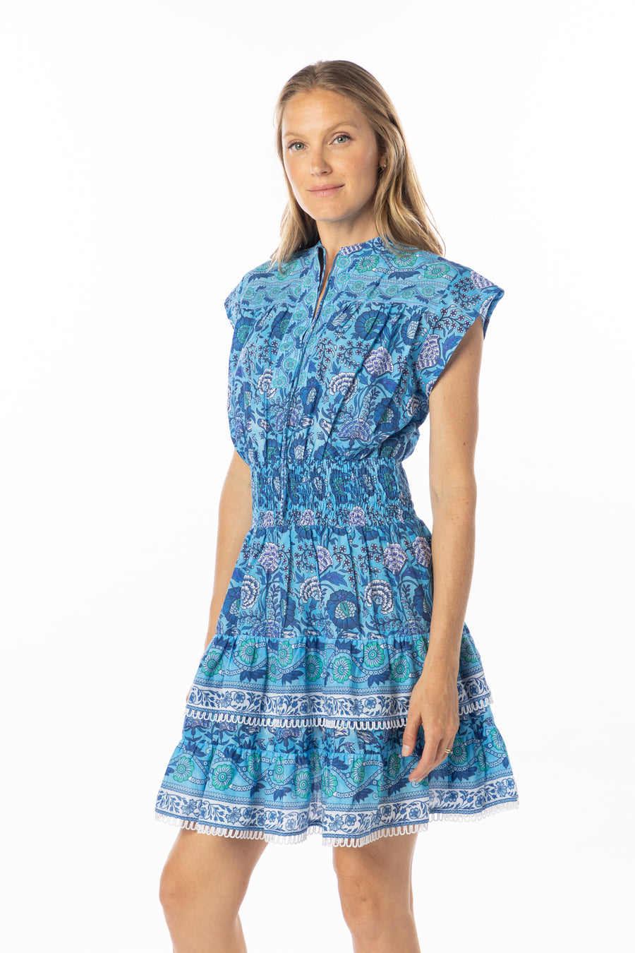 Poppy Dress | Azure | Spring | Floral Print | Bindu Clothing