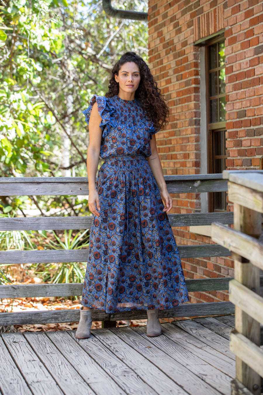 Alice Skirt. Blue Flowers